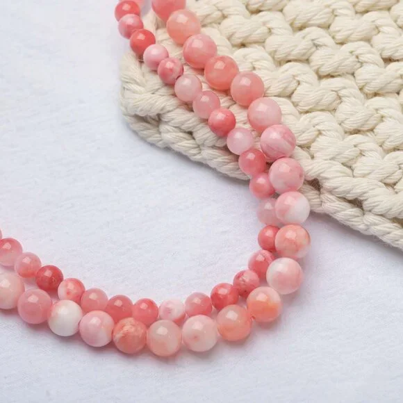 8mm Pink Persian Jade Round Beads Jewelry Making - Picture 3 of 3